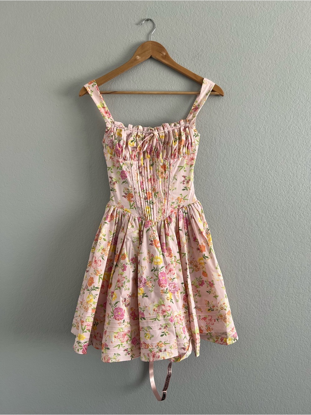 NWT HOUSE OF CB NATASSIA - Pink Meadow Cotton Mini Dress Size XS Longer length - Picture 13 of 16